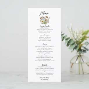 Menu Fleurs sauvages aquarelle mariage abeille 