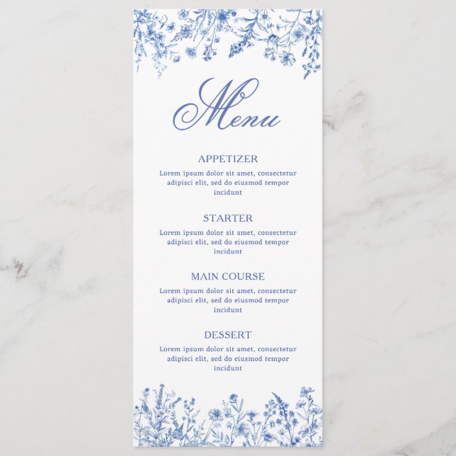 Menu Fleurs Sauvages Bleues (Devant)