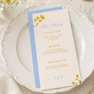 Menu Fleurs sauvages bleues et jaunes