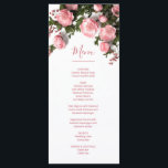 Menu Fleurs sauvages de roses en 3D<br><div class="desc">Cette carte de menu de fleurs sauvages présente des roses 3D roses et de la verdure ainsi qu'un script manuscrit élégant sur fond blanc. Personnalisez-le avec les noms des mariés au verso.</div>