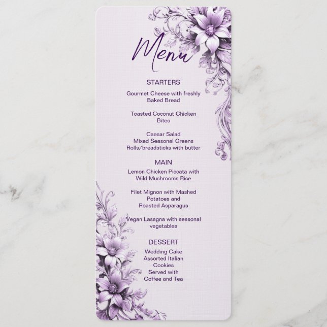 Menu Fleurs violettes (Devant)