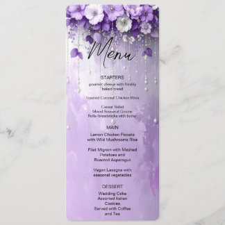 Menu Fleurs Violettes avec Perles Pendantes