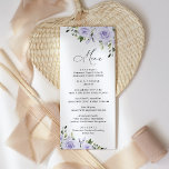 Menu Fleurs violettes, Fleurs Lilac, Mariage Floral<br><div class="desc">Ajoutez une touche personnelle à votre fête mariage avec ces objets de fête élégants et mémorables ! Le design présente des fleurs d'aquarelle violette et de la verdure sur l'arrière - plan blanc.</div>