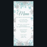 Menu Flocon de neige vert Turquoise Silver Quinceañera<br><div class="desc">Carte de menu Green Turquoise Silver Christmas Snowflake Quinceañera</div>