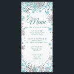 Menu Flocon de neige vert Turquoise Silver Quinceañera<br><div class="desc">Carte de menu Green Turquoise Silver Christmas Snowflake Quinceañera</div>