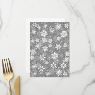 Menu Flocons de neige blancs Luxueux Gris Élégant Noël
