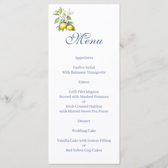 Menu floral Citrons (Devant)