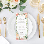 Menu Floral de l'aquarelle de printemps<br><div class="desc">Style de carte en rack ; flûtes de couleur ressort sur l'avant et le dos avec disposition modifiable.</div>