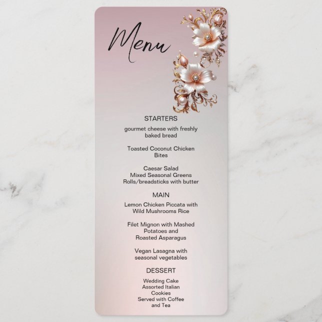 Menu floral décoratif rose (Devant)