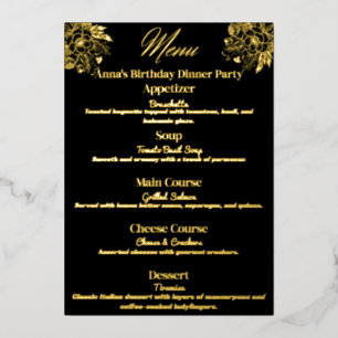 Menu Floral Elegance Party