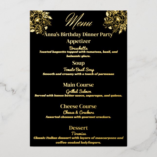 Menu Floral Elegance Party (Recto)