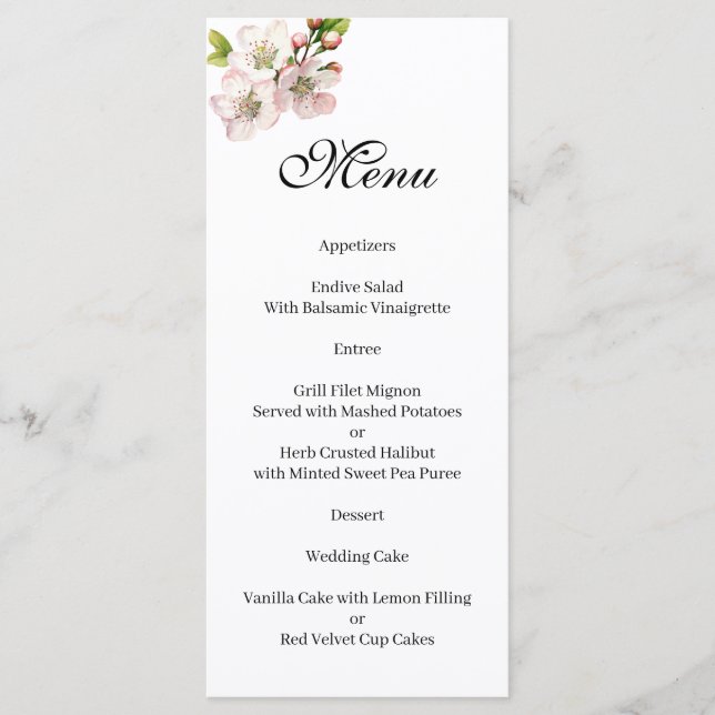 Menu floral Fleur de Cerisier (Devant)