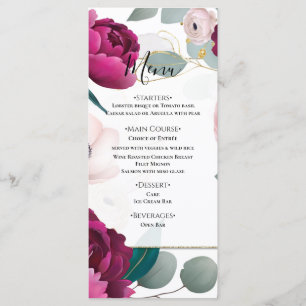 Menu Floral Glam Jardin Eucalyptus Pivoine Rose