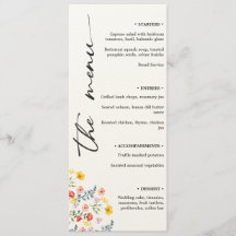 Menu Floral Mariage avec Écriture Verticale Minima