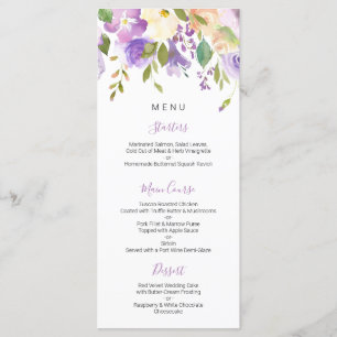 Menu floral mauve