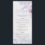 Menu floral mauve mauve rose pastel printemps<br><div class="desc">Ressort pastel mauve rose mauve floral Mariage Dîner Menu Ce design floral bohème exceptionnel a présenté une aquarelle peinte à la main violet, bleu poussiéreux, rose poussiéreux, lilas, marron et beige fleurs et combiné style de calligraphie moderne. Т son irrésistible symphonie colorée est élégamment posée sur l'arrière - plan d'aquarelle...</div>