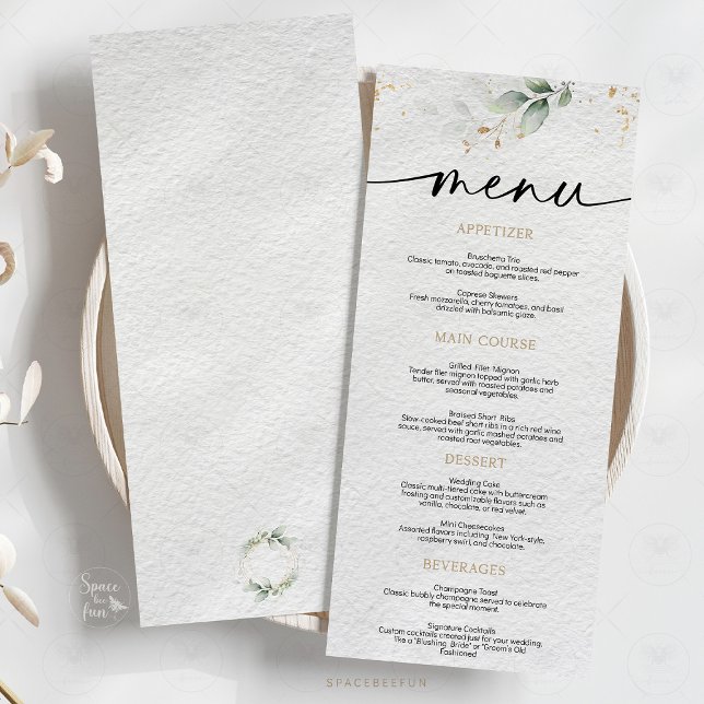 Menu Floral Minimaliste de Mariage (Wedding floral minimalist menu, modern wedding menu, elegant wedding stationery, floral wedding deco)