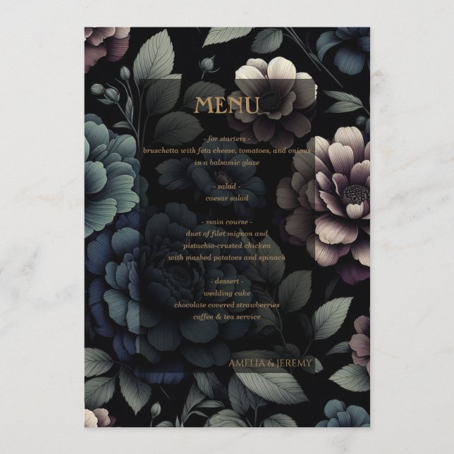 Menu Floral Moody Bleu (Devant)