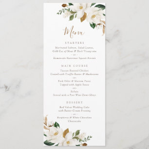 Menu Floral Neutre Blanc Magnolia Beige Élégant Moderne