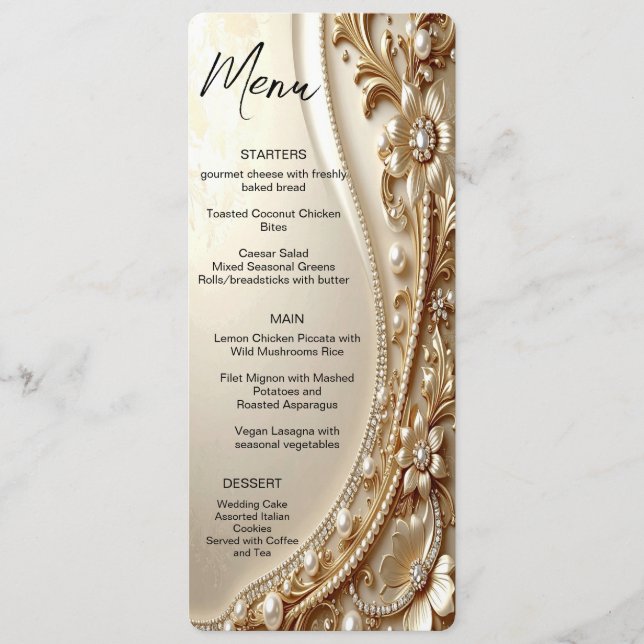 Menu floral orné or (Devant)