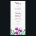 Menu Floral Purple Calla Lily Aquarelle<br><div class="desc">Ces cartes de menu mariage sont dotées de fleurs de lys violet d'aquarelle. Customisez-les avec votre propre texte. Objets correspondants également disponibles.</div>