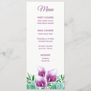Menu Floral Purple Calla Lily Aquarelle