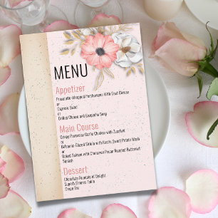 Menu Floral Ribbon Mariage Suite 4,5 pouces x 6,25