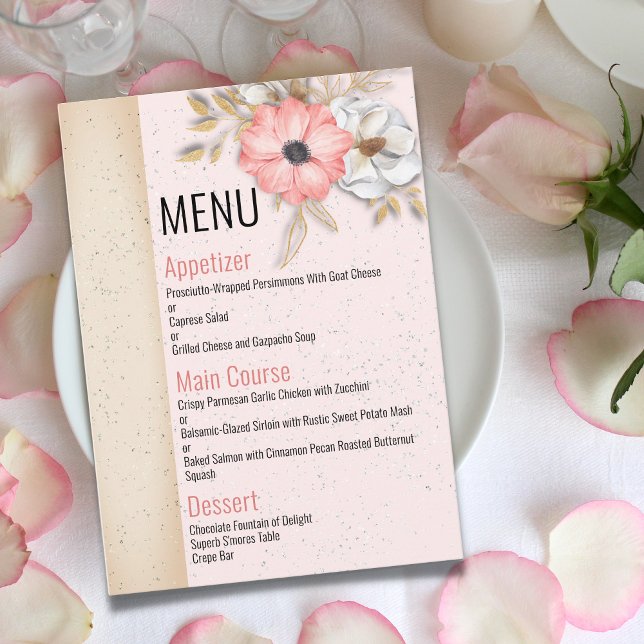 Menu Floral Ribbon Mariage Suite 4,5 pouces x 6,25 (Créateur téléchargé)