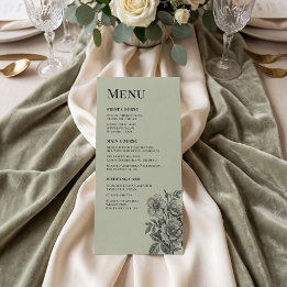 Menu Floral Romantique Vert Sauge Vintage