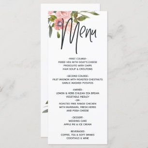 Menu Floral rose or et flou