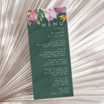 Menu Floral tropical coloré | Dîner Mariage vert<br><div class="desc">Cette floraison tropicale colorée | menu de dîner mariage vert est parfait pour votre destination boho moderne, vert, violet, mariage pêche. Le design présente un élégant bouquet de verdure couleur d'eau de plage classique et des fleurs qui peuvent inclure l'eucalyptus vert sauge, le mauve et la protéa rouge, l'hibiscus rose...</div>