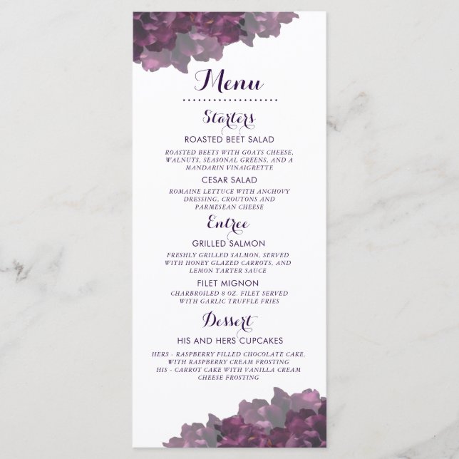 Menu Floral Violet (Devant)