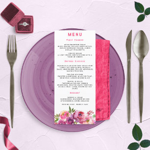 Menu Florales violettes fuchsia vibrantes amusantes