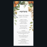 Menu Flore d'or | Élégante verdure d'Eucalyptus<br><div class="desc">Jolies, élégantes, modernes et bohèmes cartes de menu mariage pour vos occasions spéciales ! Le design s'accorde avec le reste de la collection de feuillages d'Orange Leaf. Aquarelle orange fruit avec feuillage feuille foncé et vert clair encadre le haut de votre carte de menu détails (personnalisez avec vos détails sur...</div>