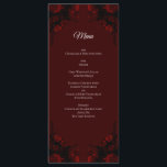 Menu Flore rouge profond Élégant Mariage gothique<br><div class="desc">Élégante floraison violet foncé sur noir mariage gothique design est très agréable avec roses violets et verdure sur un arrière - plan noir foncé pour un look mariage gothique. Les fleurs décorent les coins pour un look élégant,  moderne et sophistiqué.</div>