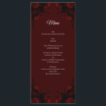 Menu Flore rouge profond Élégant Mariage gothique<br><div class="desc">Élégante floraison violet foncé sur noir mariage gothique design est très agréable avec roses violets et verdure sur un arrière - plan noir foncé pour un look mariage gothique. Les fleurs décorent les coins pour un look élégant,  moderne et sophistiqué.</div>