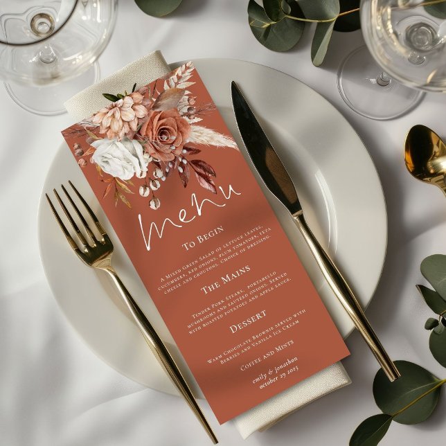 Menu Flore Rustique Pampas Grasses Mariage Terracotta (Créateur téléchargé)