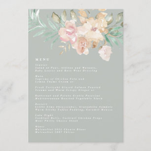Menu Flores d'aquarelle rustique sur Mariage vert Sage