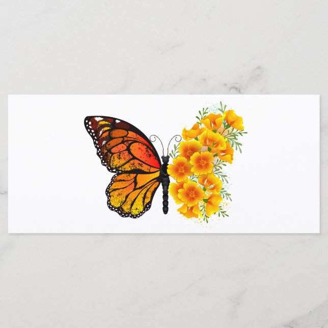 Menu Flower Butterfly with Yellow California Poppy (Devant)
