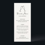 Menu Flûtes Dessinées à la Main Doodle Mariage Moderne<br><div class="desc">Menus de mariage modernes avec mon original doodle dessiné à la main.</div>