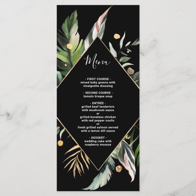 Menu Foliage tropical sauvage Mariage noir (Devant)