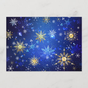 Menu Fond bleu de Noël avec flocons d'or