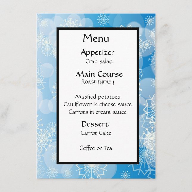 Menu Fond de flocon de neige (Devant)