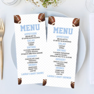 Menu Football Ball Sports Blue Baby shower Nourriture