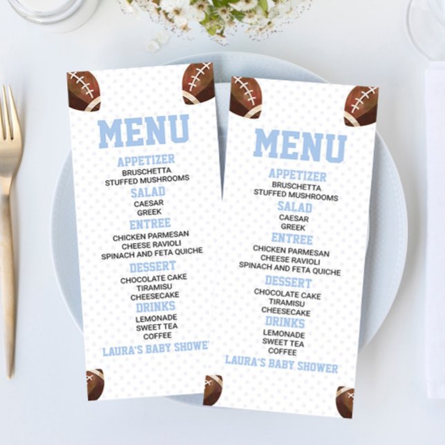 Menu Football Ball Sports Blue Baby shower Nourriture (Créateur téléchargé)