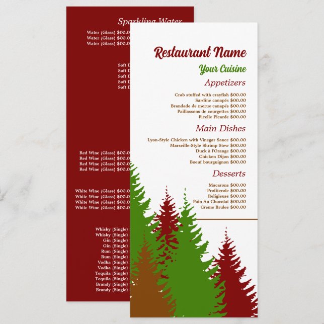 Menu Forêt de Fête, Restaurant Mince (Devant / Derrière)