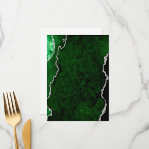 Menu Forêt de marbre vert glamour chic paillettes argen