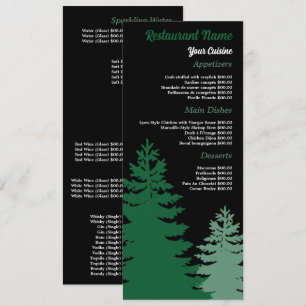 Menu Forêt de pins, Restaurant Slimline