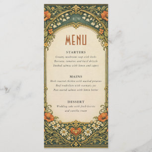Menu Forêt Enchantée Mariage Vintage Art Nouveau