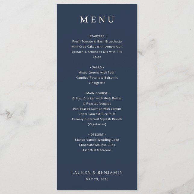 Menu Formel Élégant Nuit (Devant)